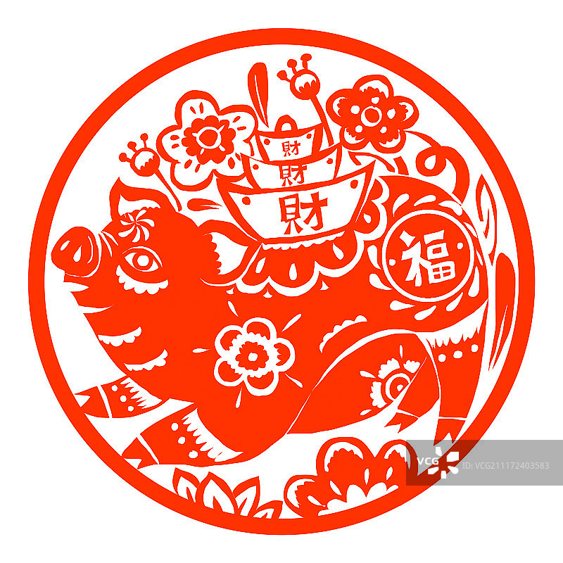 猪年剪纸图片素材