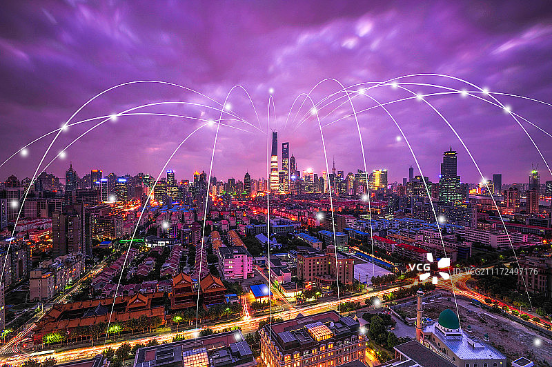 上海城市风光大数据概念图片素材