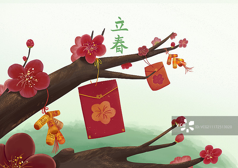 二十四节气插画-立春图片素材