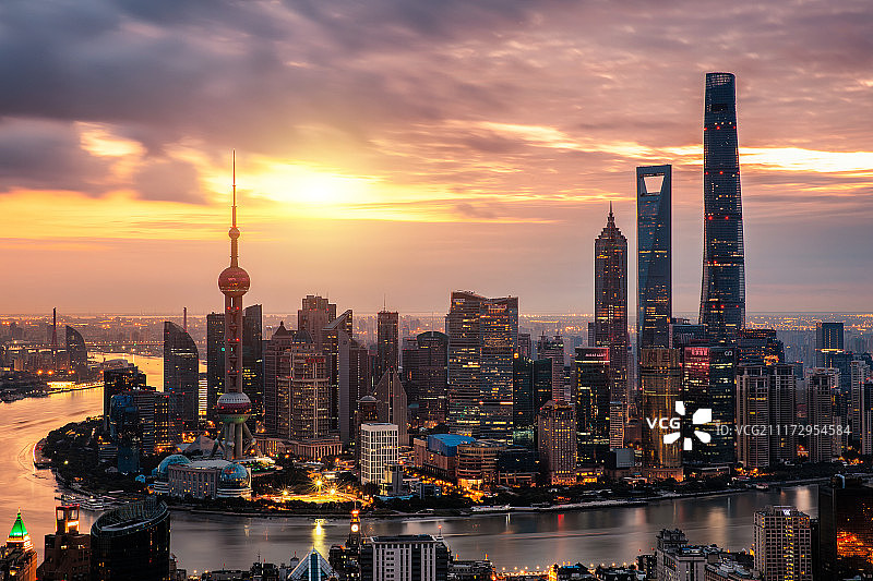 上海陆家嘴日出风光图片素材