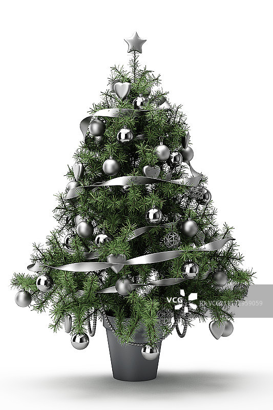 银球装饰圣诞树图片素材