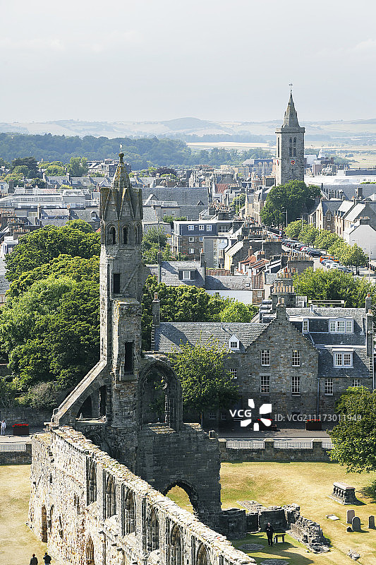 欧洲名镇圣安德鲁斯俯拍图片素材