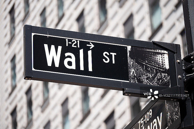 华尔街路标图片素材