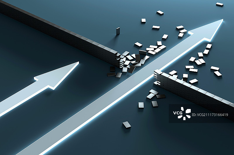 箭头冲破黑暗的围墙图片素材