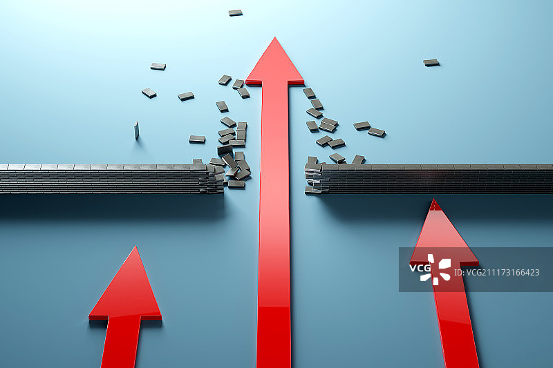 箭头冲破黑暗的围墙图片素材