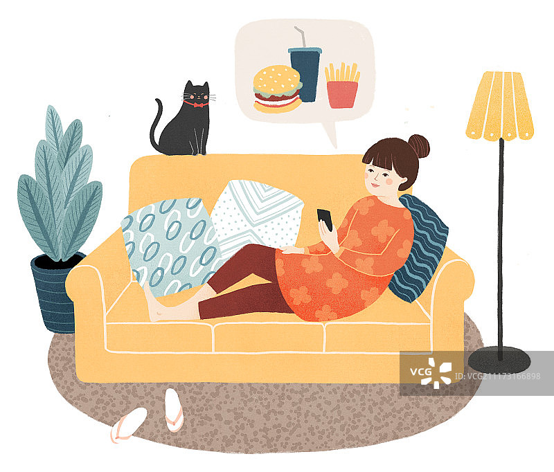 手机点外卖插画图片素材