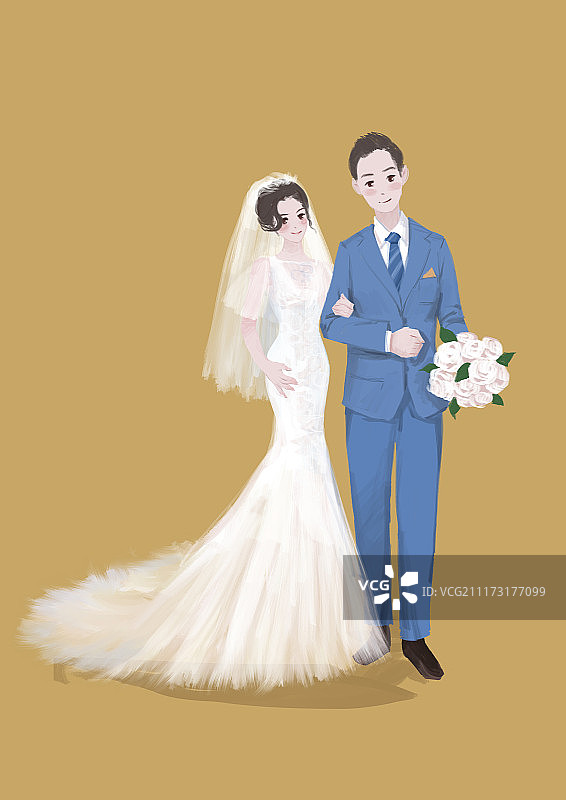 婚纱插画图片素材