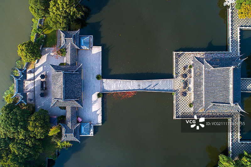江南水乡周庄 全福讲寺 航拍图片素材
