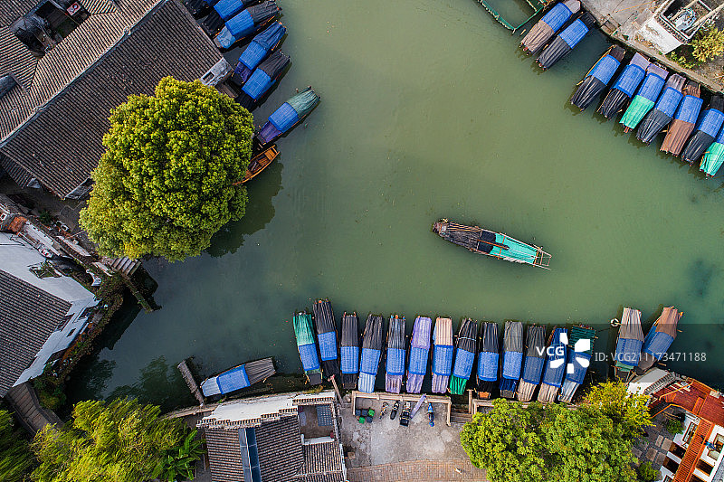 江南水乡周庄航拍图片素材