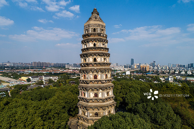 苏州虎丘景区航拍图片素材