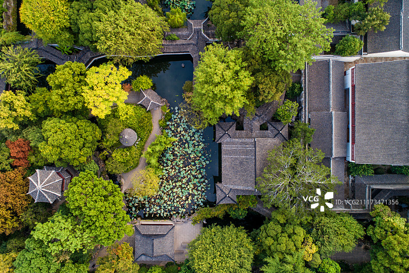 航拍 苏州园林 拙政园 卅六鸳鸯馆图片素材
