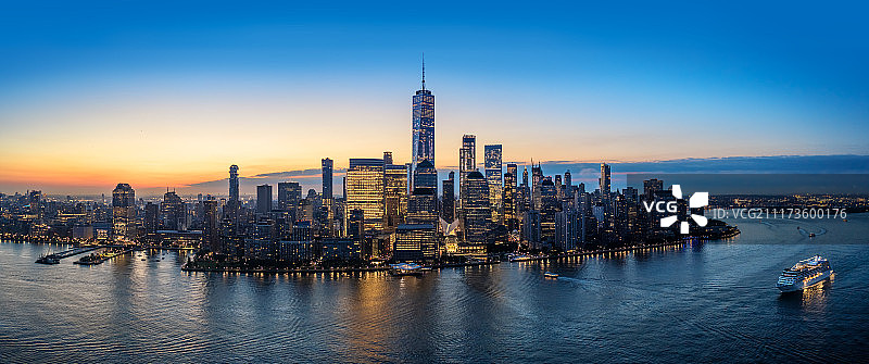 美国纽约城市天际线日出夜景图片素材