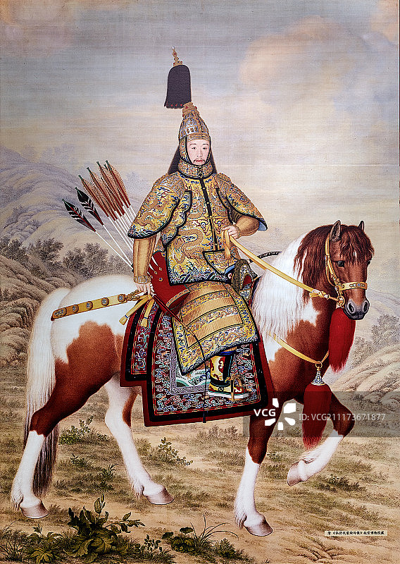 弘历骑马戎装像清乾隆故宫博物院藏图片素材