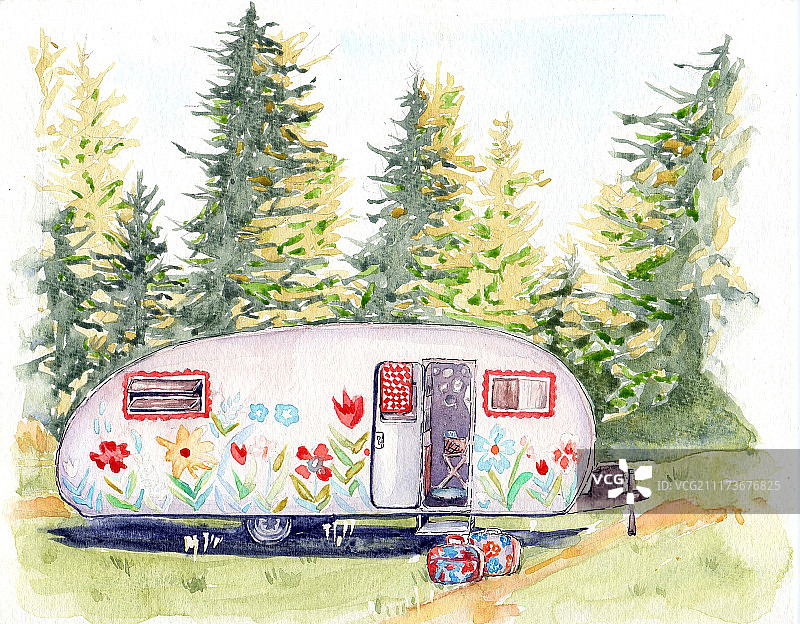 房车旅行一路的风景图片素材