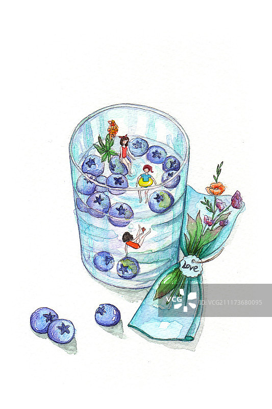 清凉夏日冰饮水果精灵图片素材