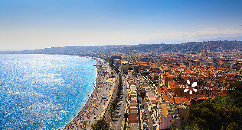 高视角下的南法尼斯蔚蓝海岸图片素材