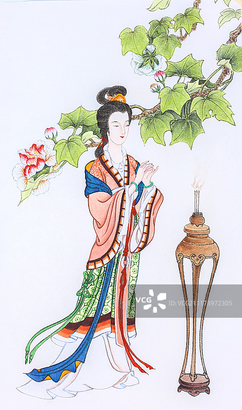 貂蟬在焚香拜月图片素材