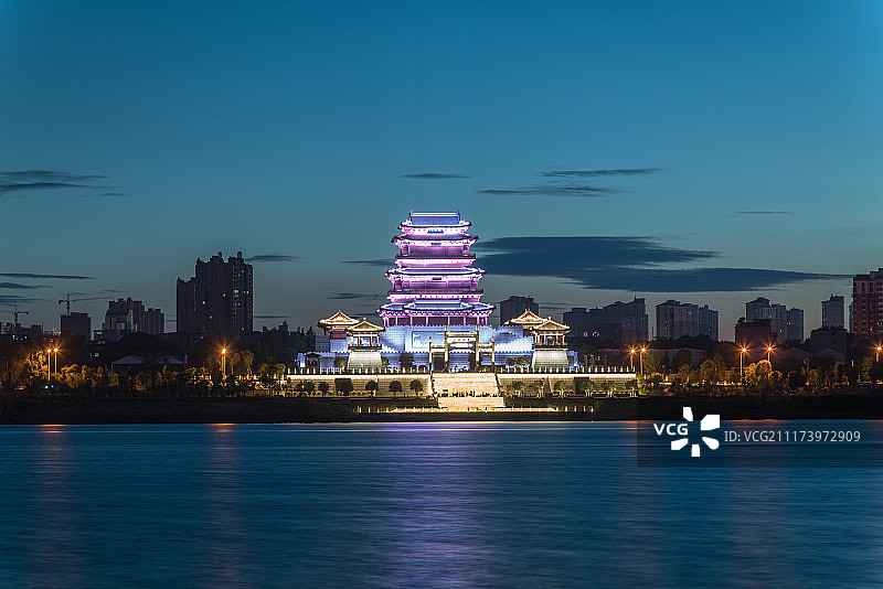 抚州拟岘台夜景灯光图片素材