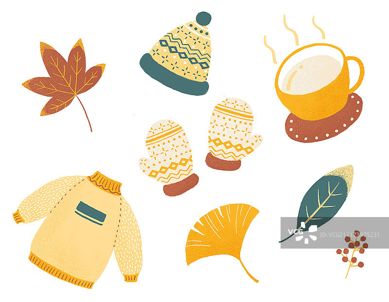 秋冬元素物体插画图片素材