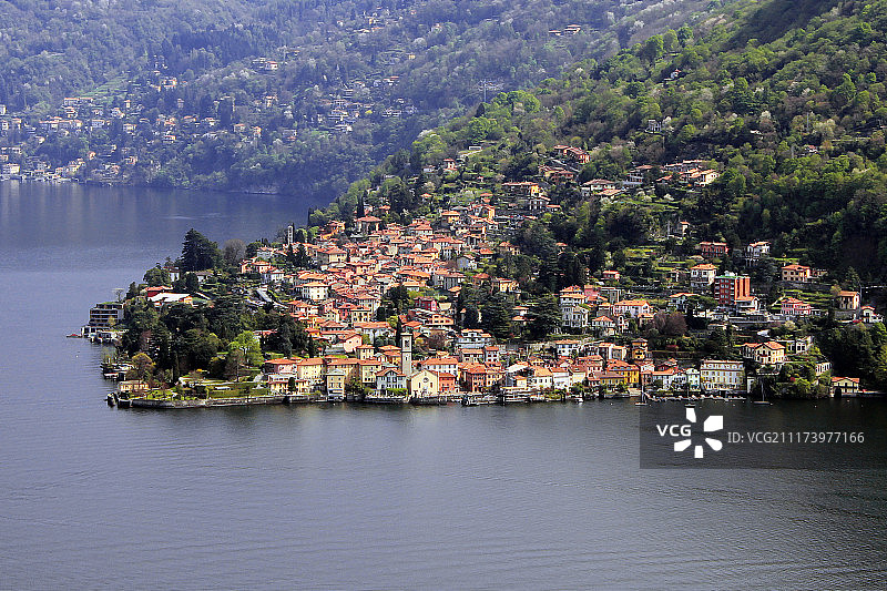 湖边小镇风光图片素材