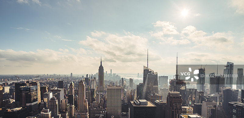 纽约曼哈顿天际线日落图片素材