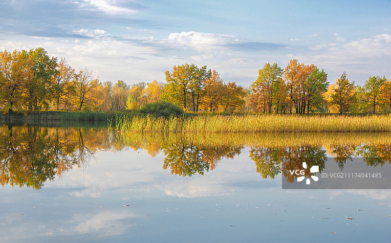 河流秋景，未受破坏的自然风光图片素材