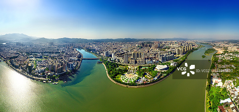 航拍广东河源市全景图片素材
