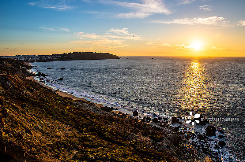 贝克海滩的日落图片素材