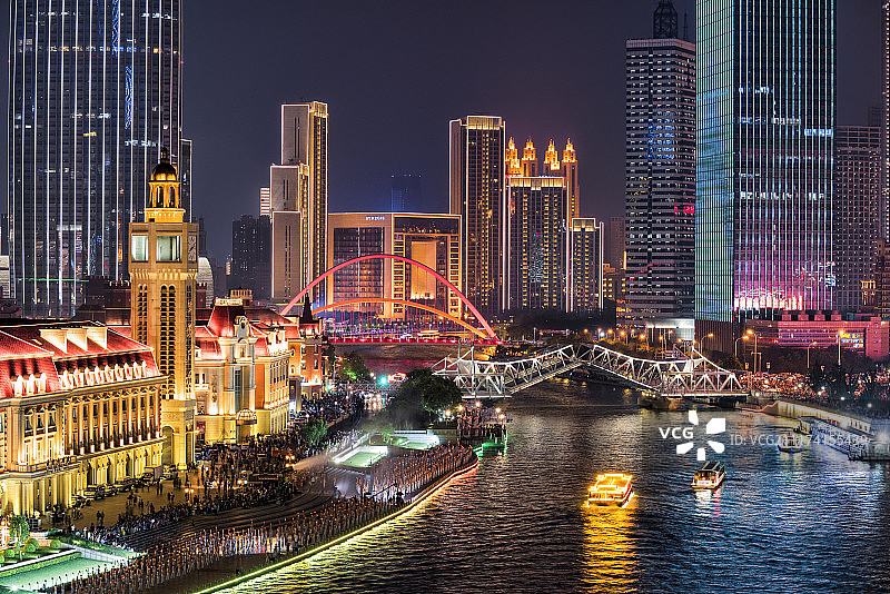 天津海河夜景图片素材