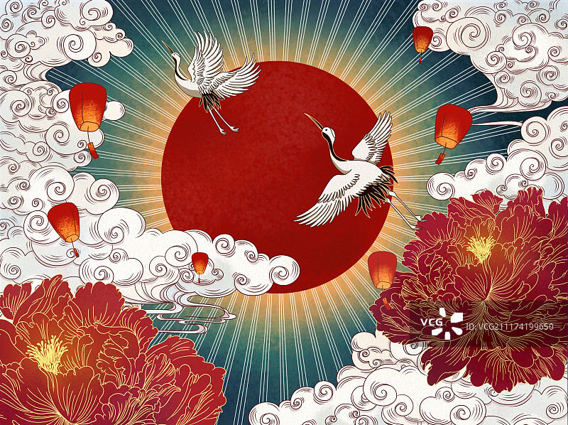 仙鹤吉祥如意图图片素材