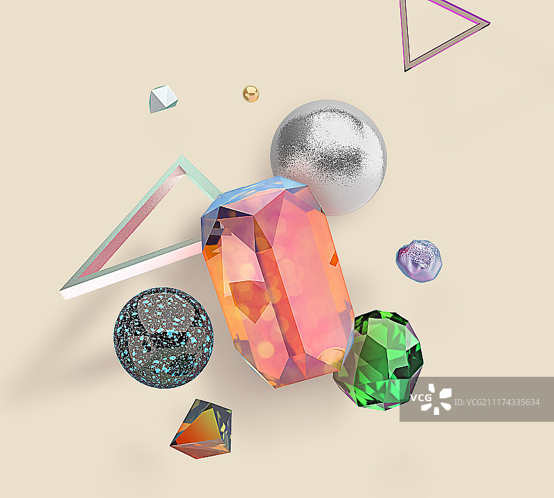 无缝3D渲染珠宝、宝石、水晶背景设计 004图片素材