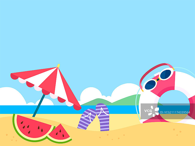 海滩森林景观夏日度假背景矢量图033图片素材