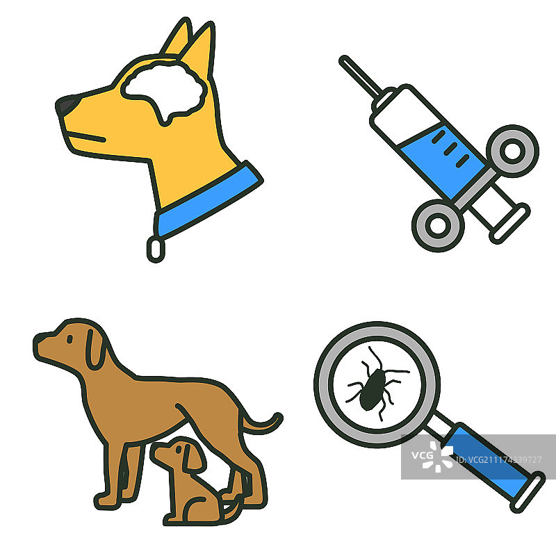 扁平风格兽医图标，用于网页和移动UI，基础兽医元素矢量图056图片素材