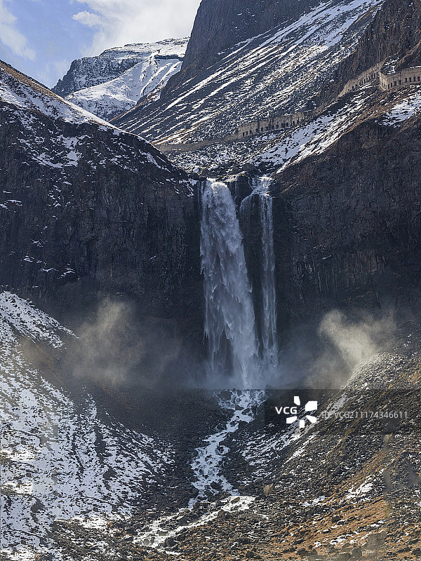 长白瀑布图片素材