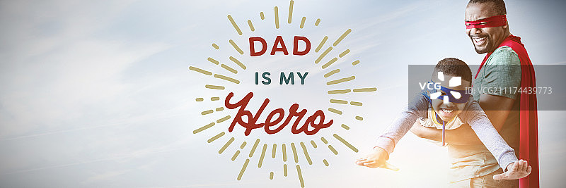 父子假扮超级英雄合成图像图片素材
