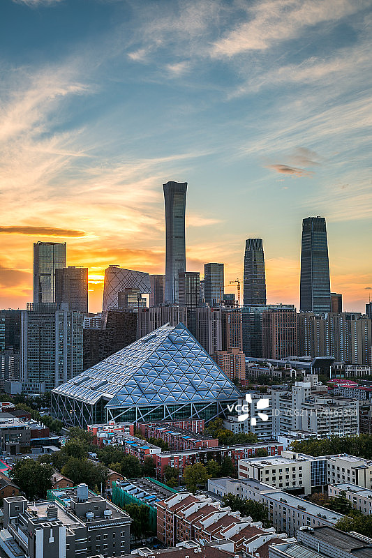 北京CBD芳草地日出-1图片素材