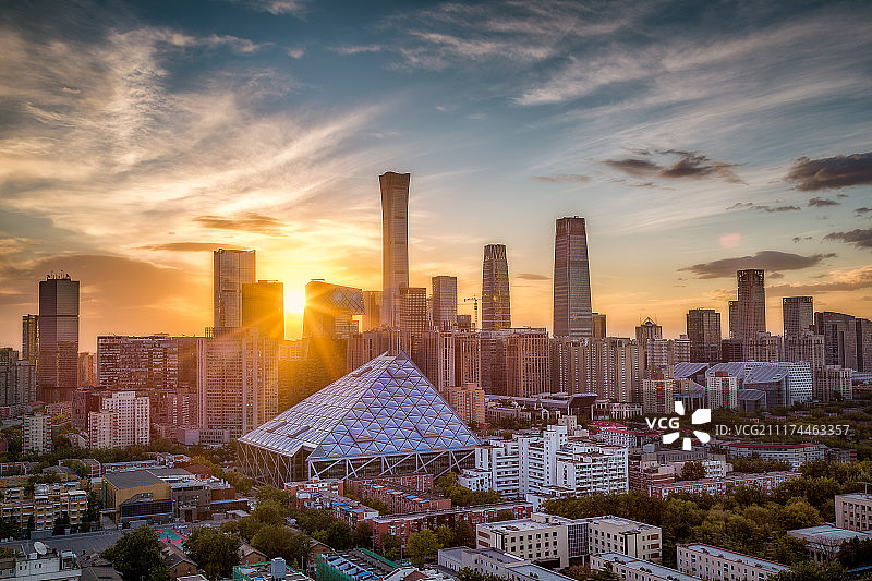 北京CBD芳草地日出-4图片素材