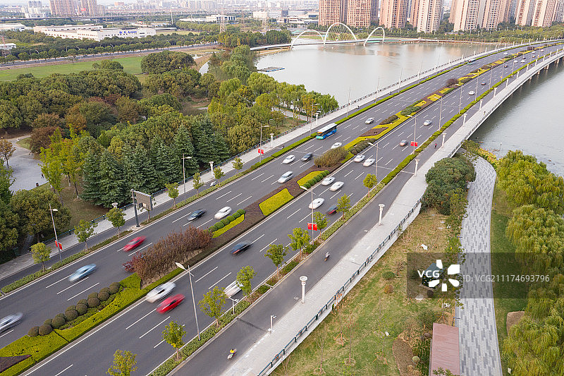 航拍城市主要道路桥梁图片素材