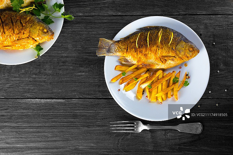 晚餐炸鱼图片素材