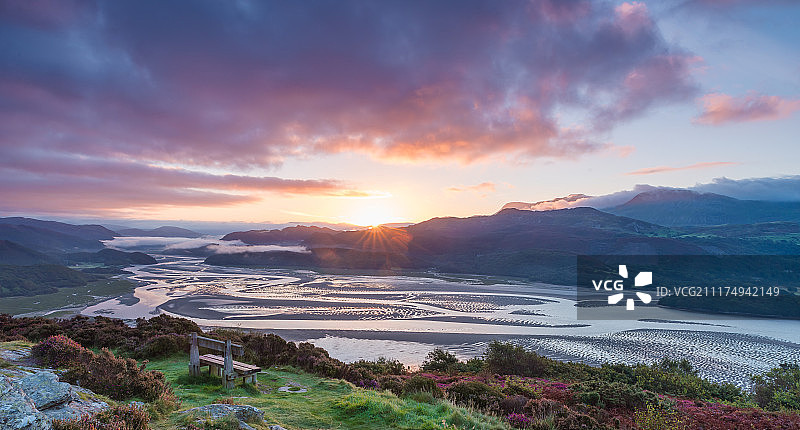 日落时分的浅河景色图片素材