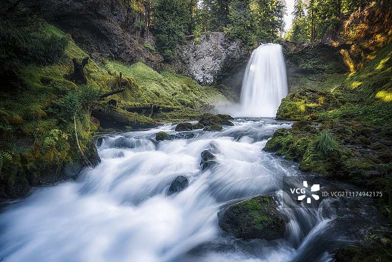 俄勒冈州威拉米特国家森林公园的萨哈利瀑布图片素材