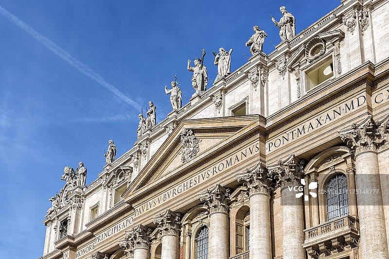 圣彼得大教堂正面，梵蒂冈，罗马，拉齐奥，意大利，欧洲图片素材