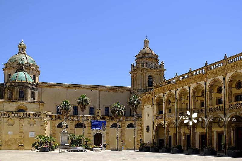 共和国广场，马扎拉德尔瓦洛，特拉帕尼省，西西里岛，意大利图片素材