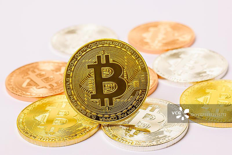 数字货币标志，比特币实物硬币图片素材