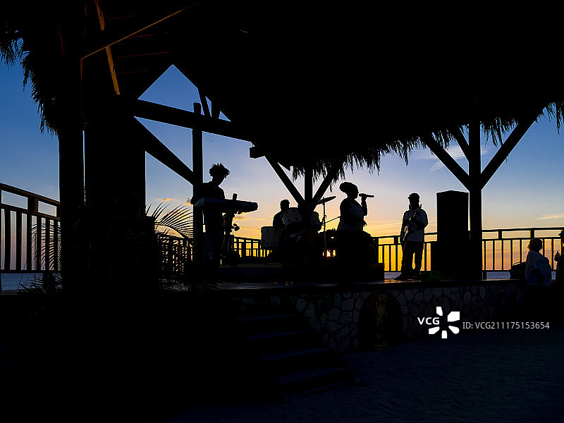 位于中美洲牙买加韦斯特摩兰内格里尔的瑞克咖啡馆的灵魂歌手和乐队图片素材