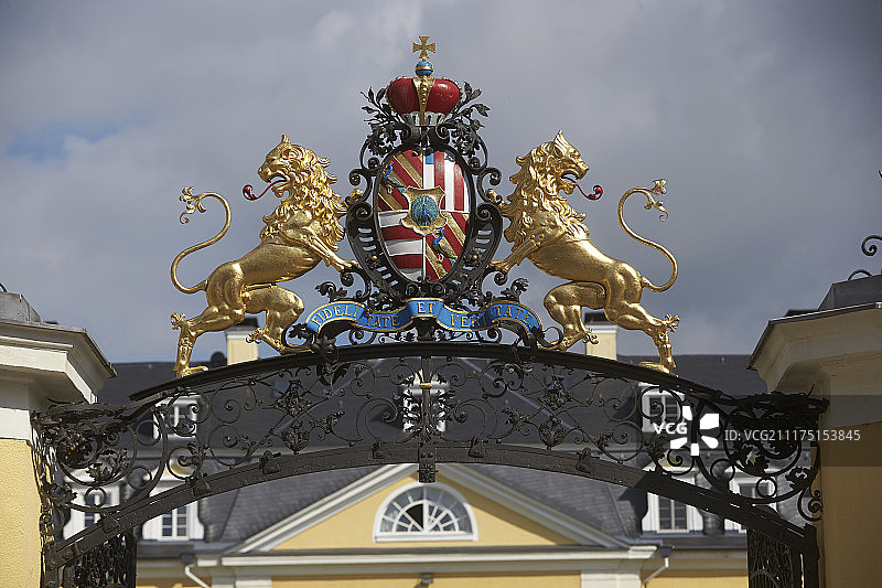 维德伯爵和王子故居的家族徽章，位于德国莱茵兰-普法尔茨州诺伊维德图片素材