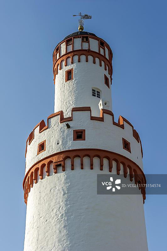 德国巴特洪堡Landgrave城堡的白色塔楼中世纪主楼图片素材