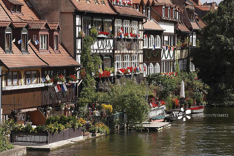 班贝格小威尼斯和雷格尼茨河，上弗兰肯，弗兰肯，巴伐利亚，德国，欧洲图片素材