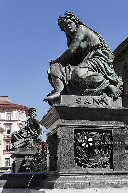 约翰大公喷泉，桑恩河的寓言表现，格拉茨主广场，施蒂利亚州，奥地利，欧洲图片素材