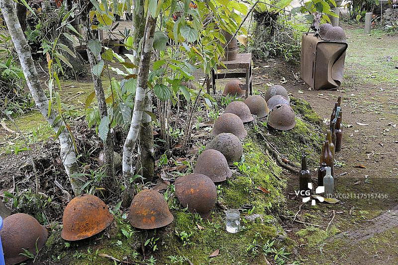 二战时期太平洋战争的武器和弹药，比亚克战役遗物，西巴布亚比亚克岛比亚克岛科塔附近的太平洋战争博物馆，印度尼西亚，东南亚，亚洲图片素材